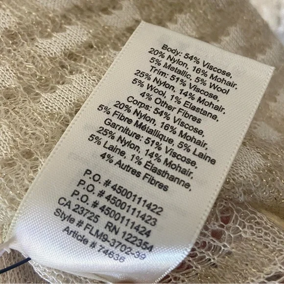 Aritzia Babaton Gold Metallic Oversized Mohair Wool Neutral Sweater XXS - Picture 7 of 9